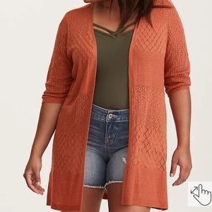 TORRID🔸Pointelle Knit Open front Cardigan